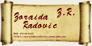 Zoraida Radović vizit kartica